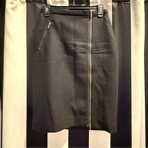 J. CREW • Number 2 - Black Wool Pencil Skirt with Zipper Detail